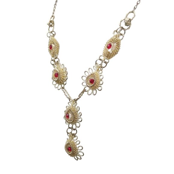 Antique Etruscan Revival Silver Lavalier Necklace and Matching Bracelet, Silver - Picture 4 of 5